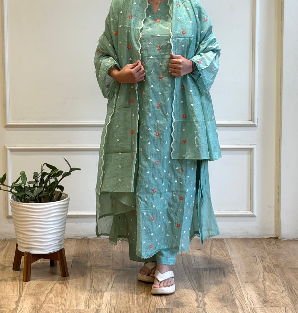 Mul chanderi floral Salwar Suit-17098