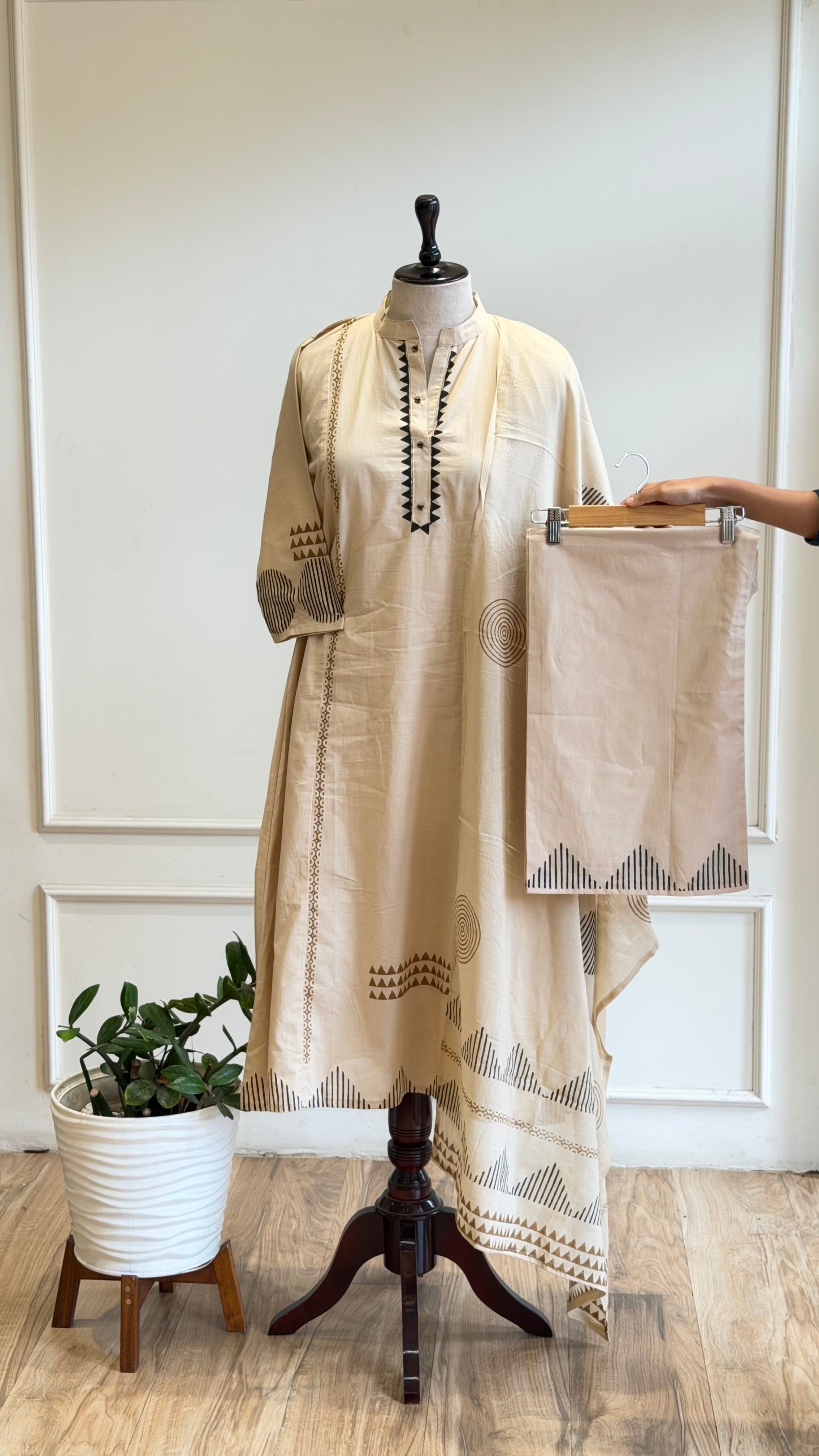 Geometric Printed Cotton Kurta Set-17020