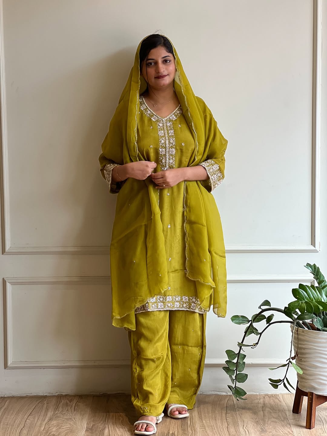 Mehandi green palazzo set - 15287