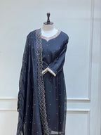 Black handworked salwar suit - 15463