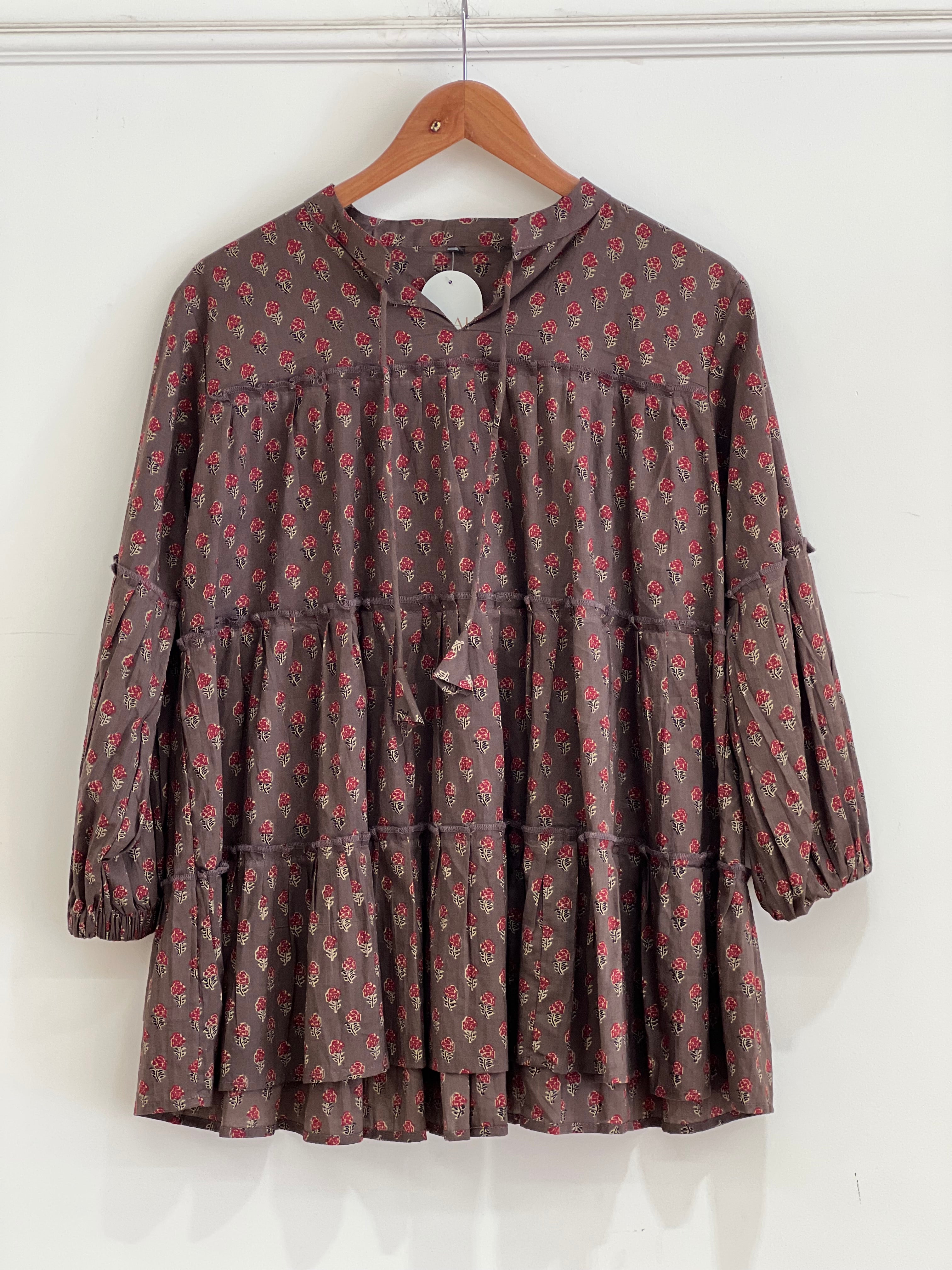 Brown tiered kurti - 15516