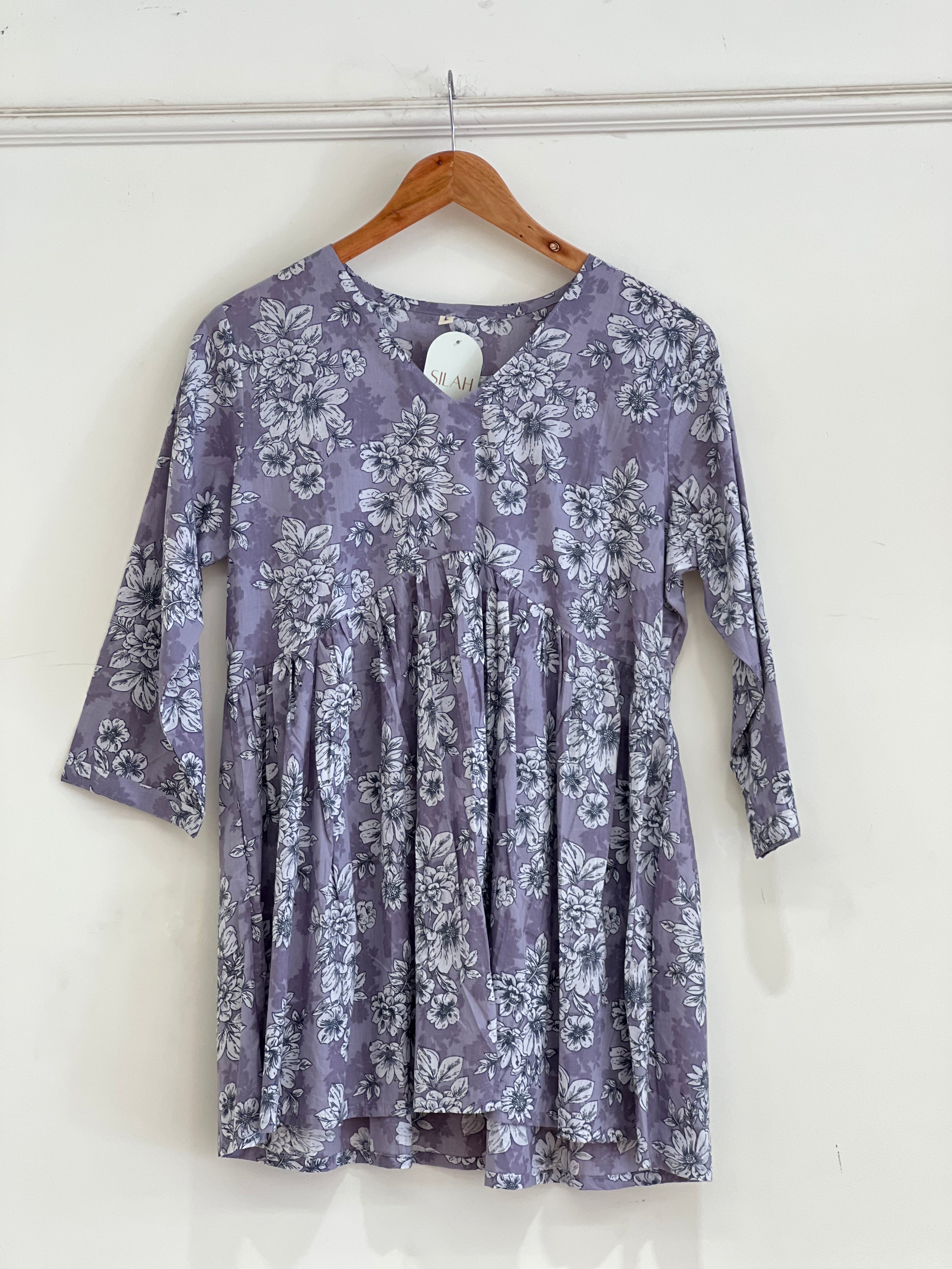 Grey floral kurti - 15587