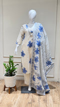 Off white with blue floral suit - 15598