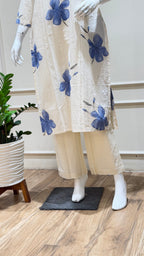 Off white with blue floral suit - 15598