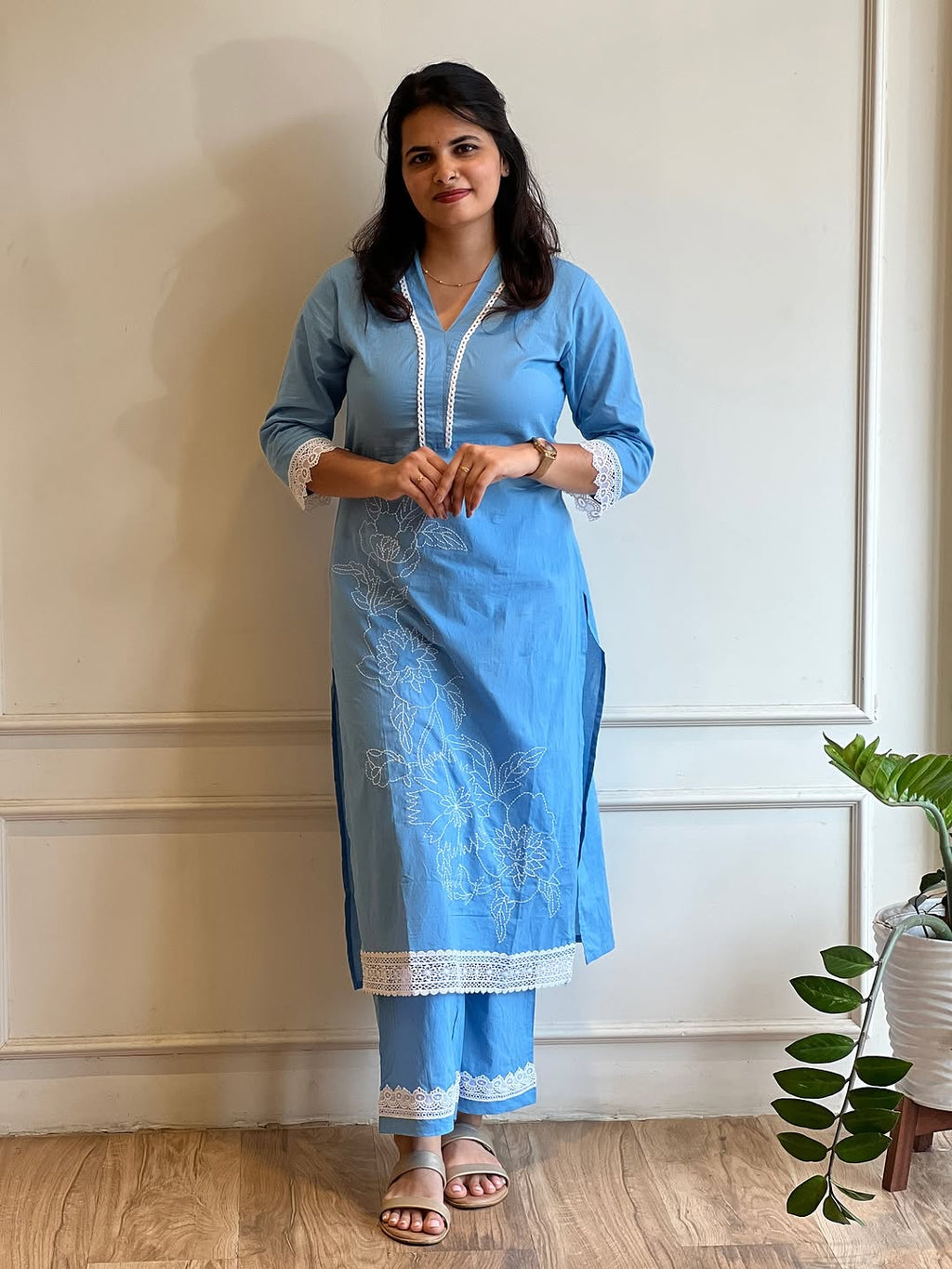 Skyblue lace co ord set - 15613