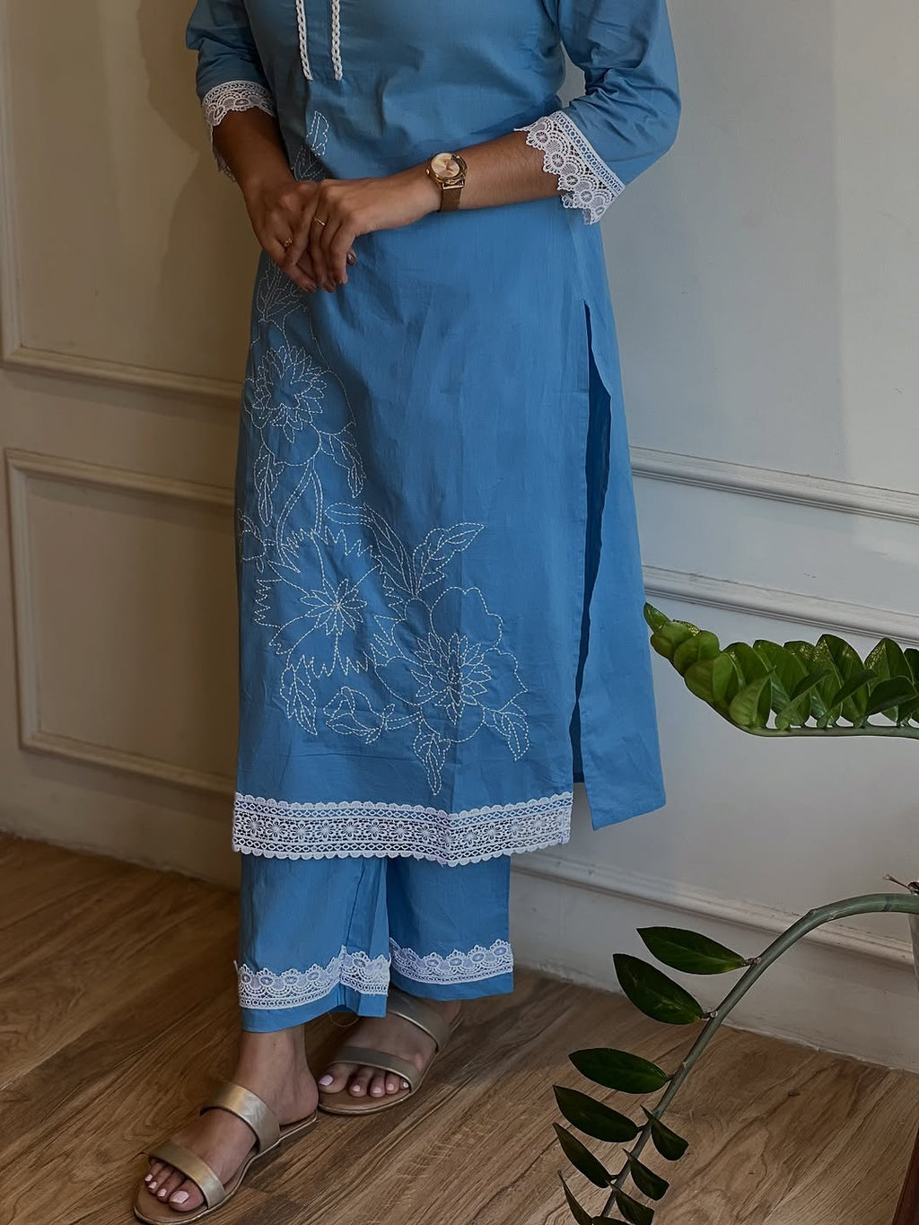 Skyblue lace co ord set - 15613