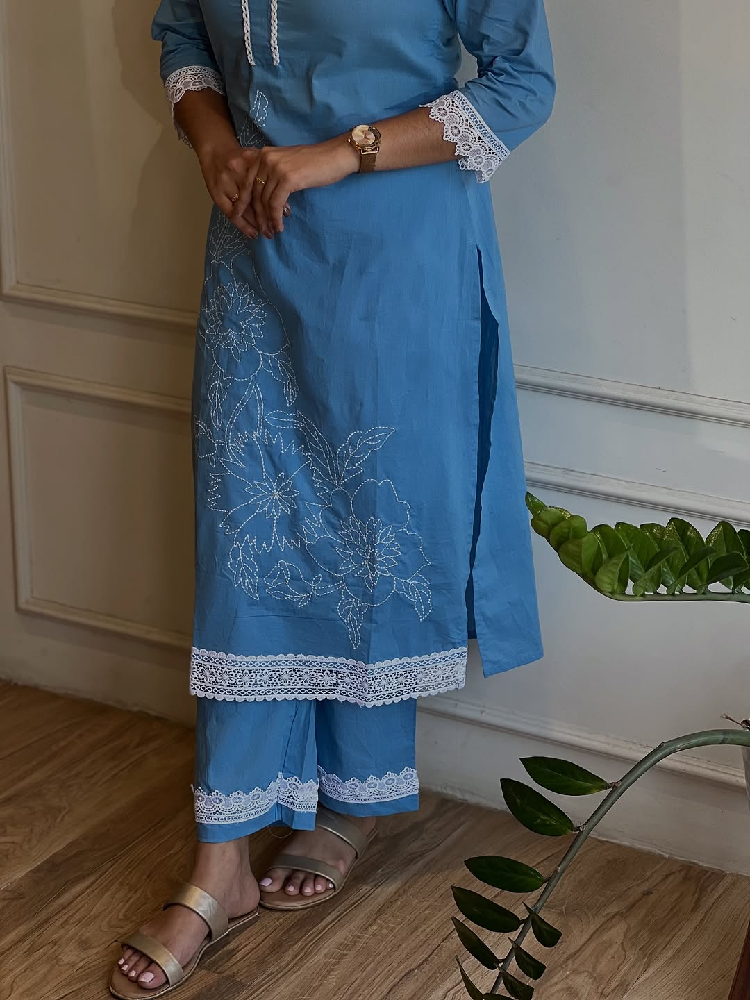 Skyblue lace co ord set - 15613