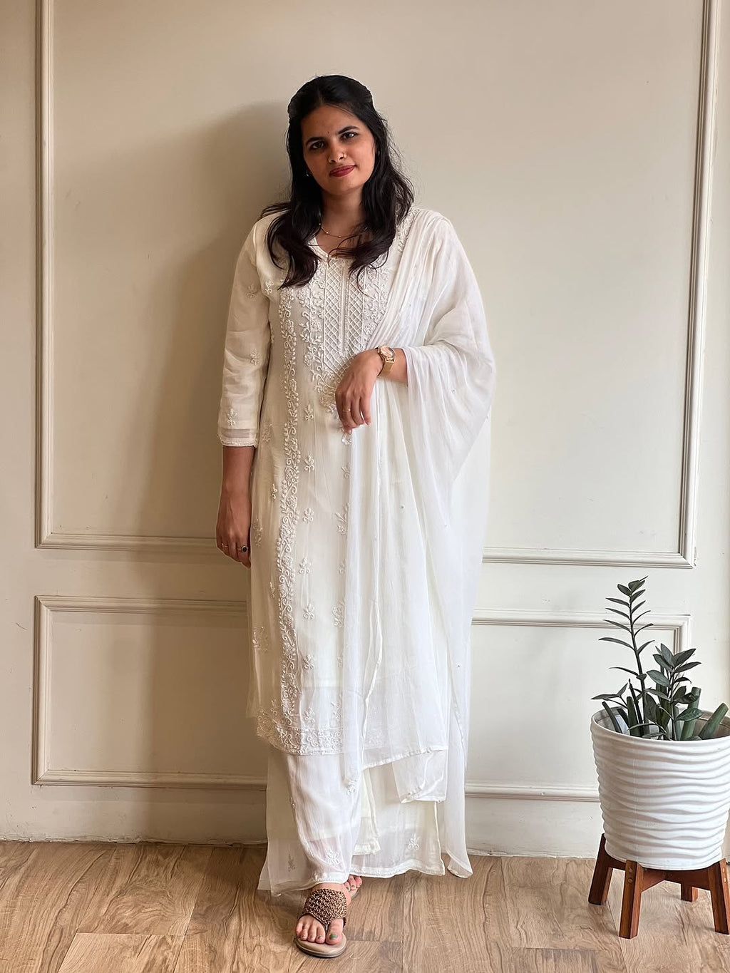 Offwhite palazzo suit - 15621