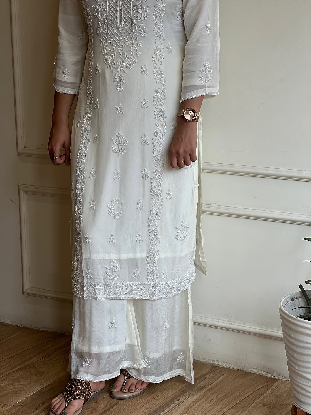 Offwhite palazzo suit - 15621