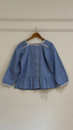 Sky blue button down top - 15689