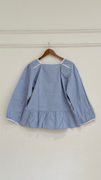 Sky blue button down top - 15689