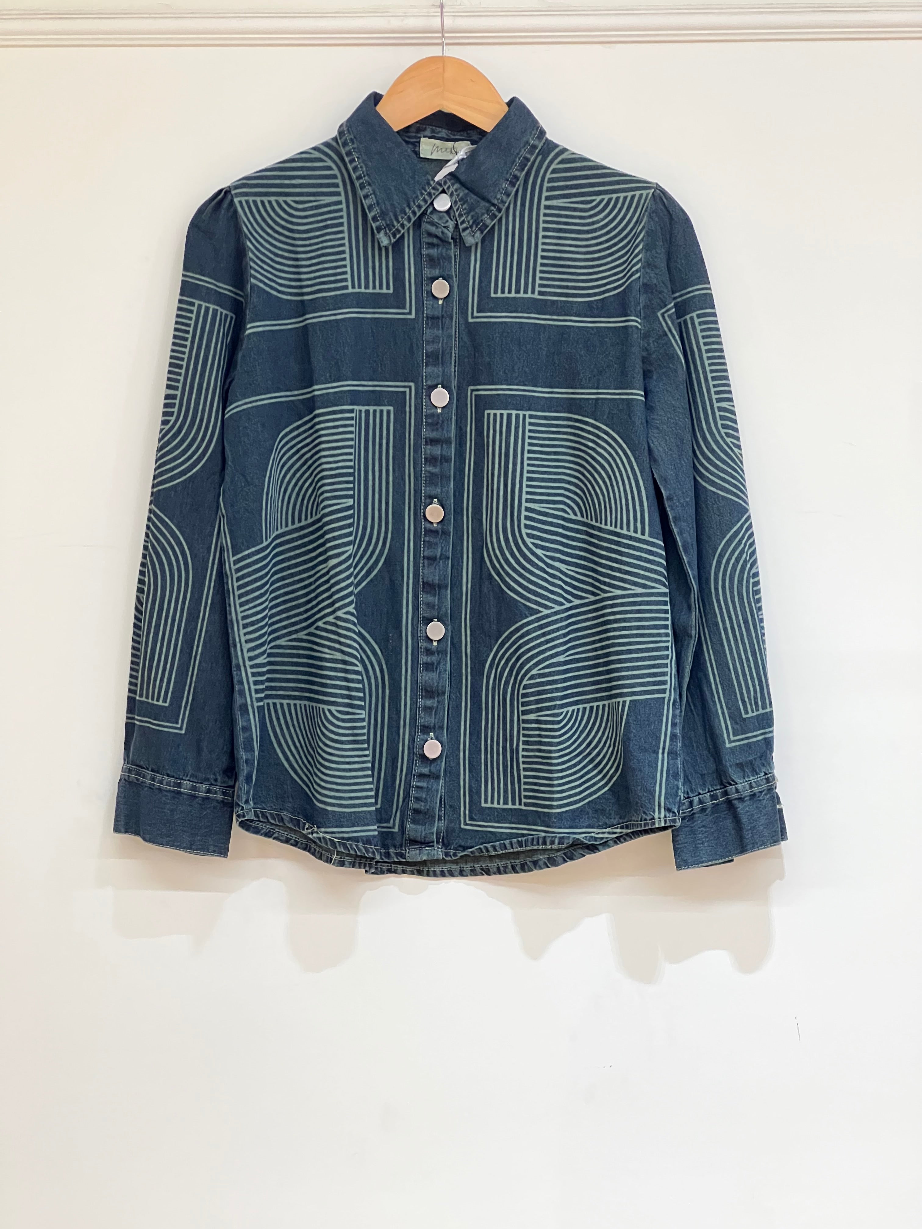 Green denim printed shirt - 15823