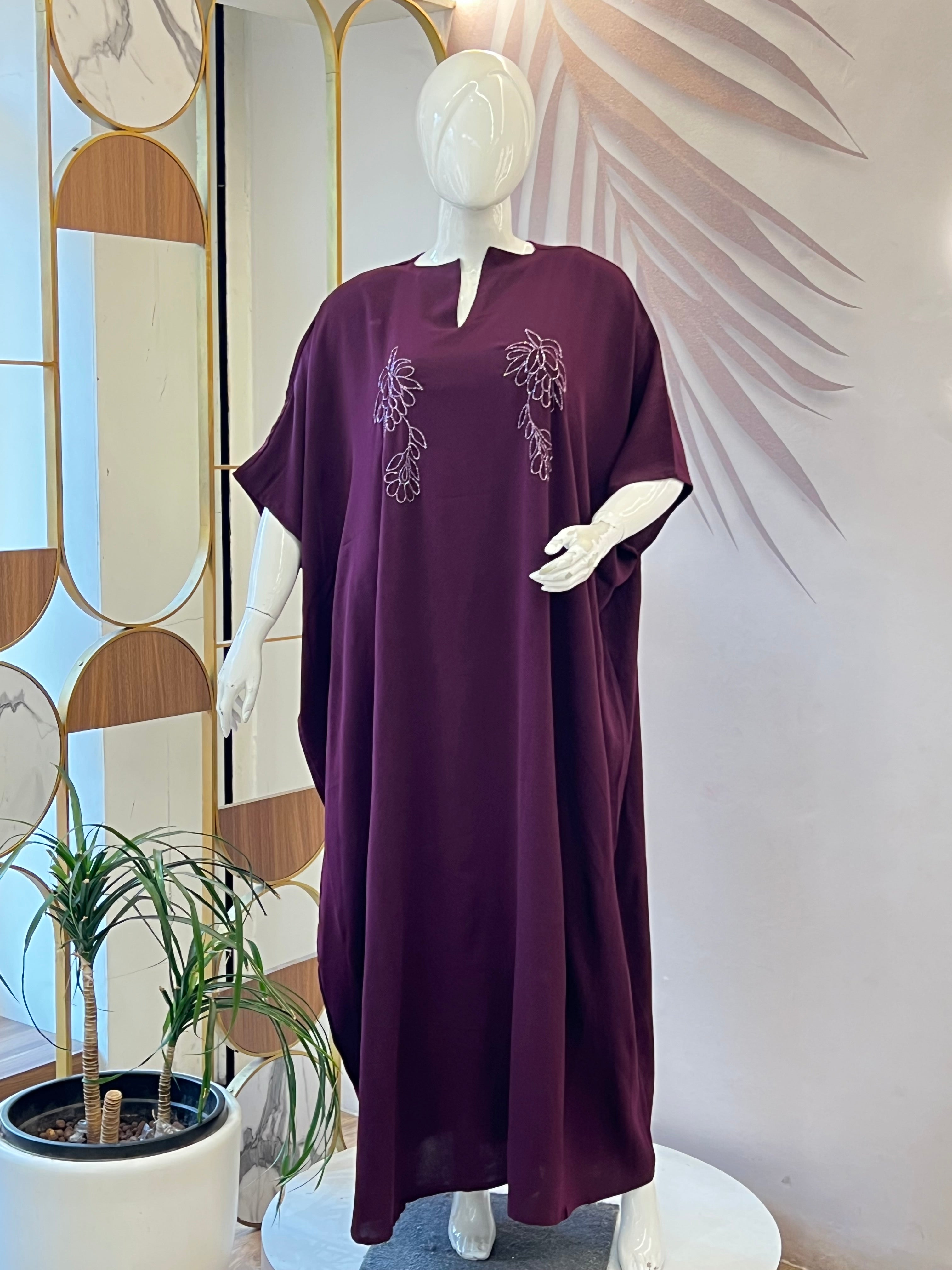 Wine kaftan maxi dress - 15927