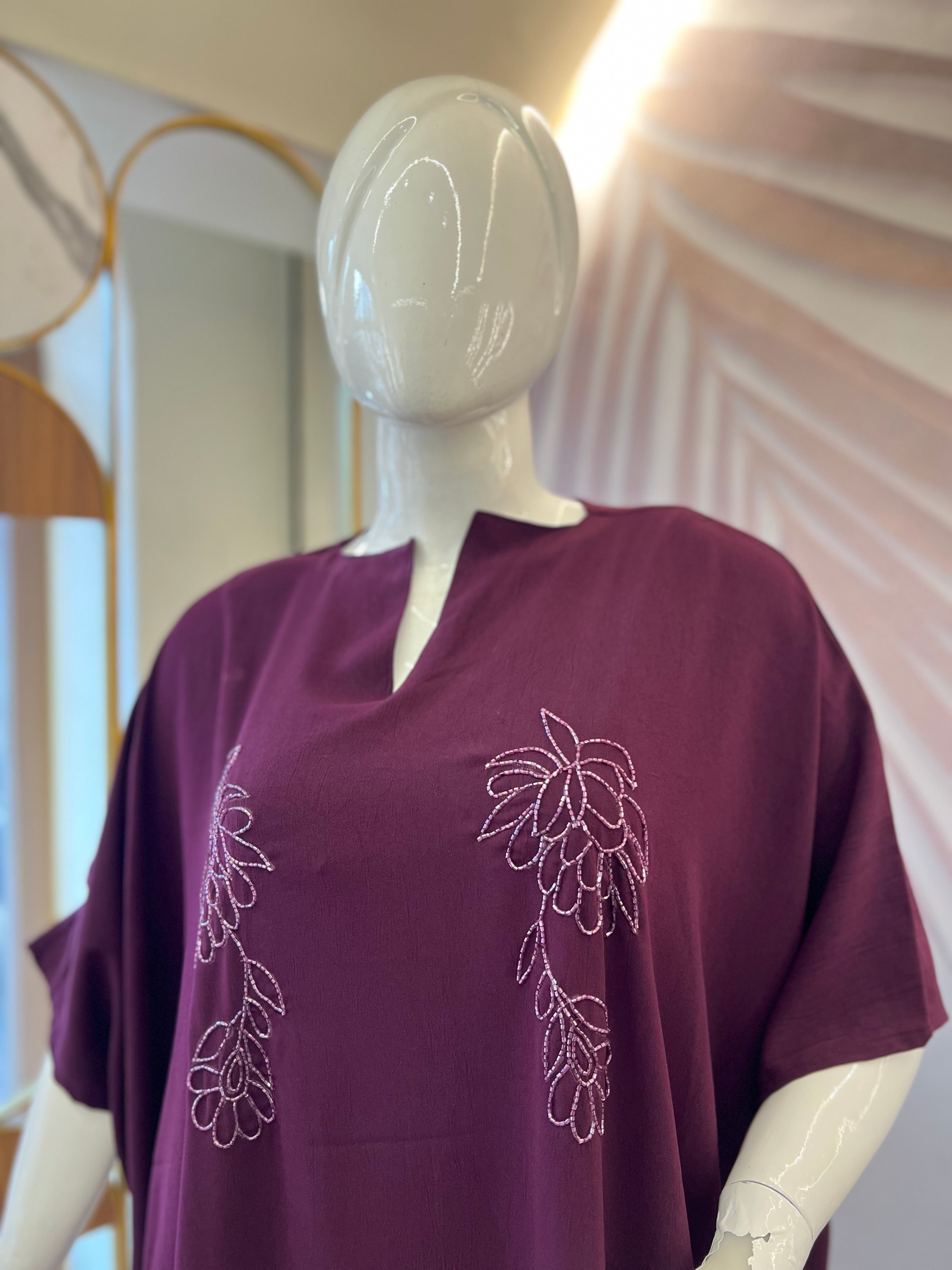 Wine kaftan maxi dress - 15927