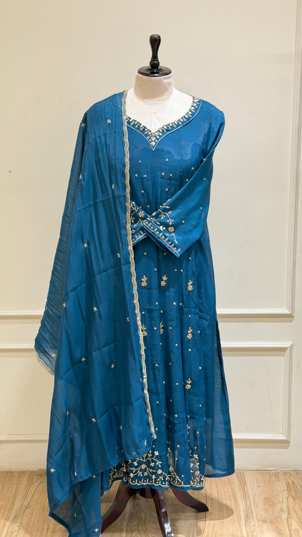 Peacock blue anarkali - 15950