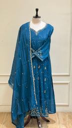 Peacock blue anarkali - 15950