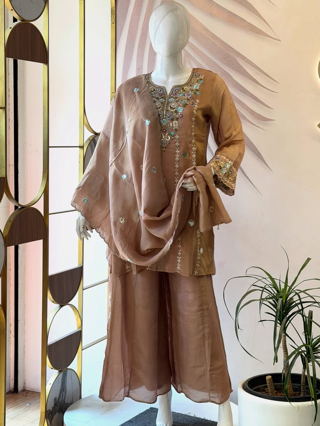 Pink mirror palazzo set - 15960