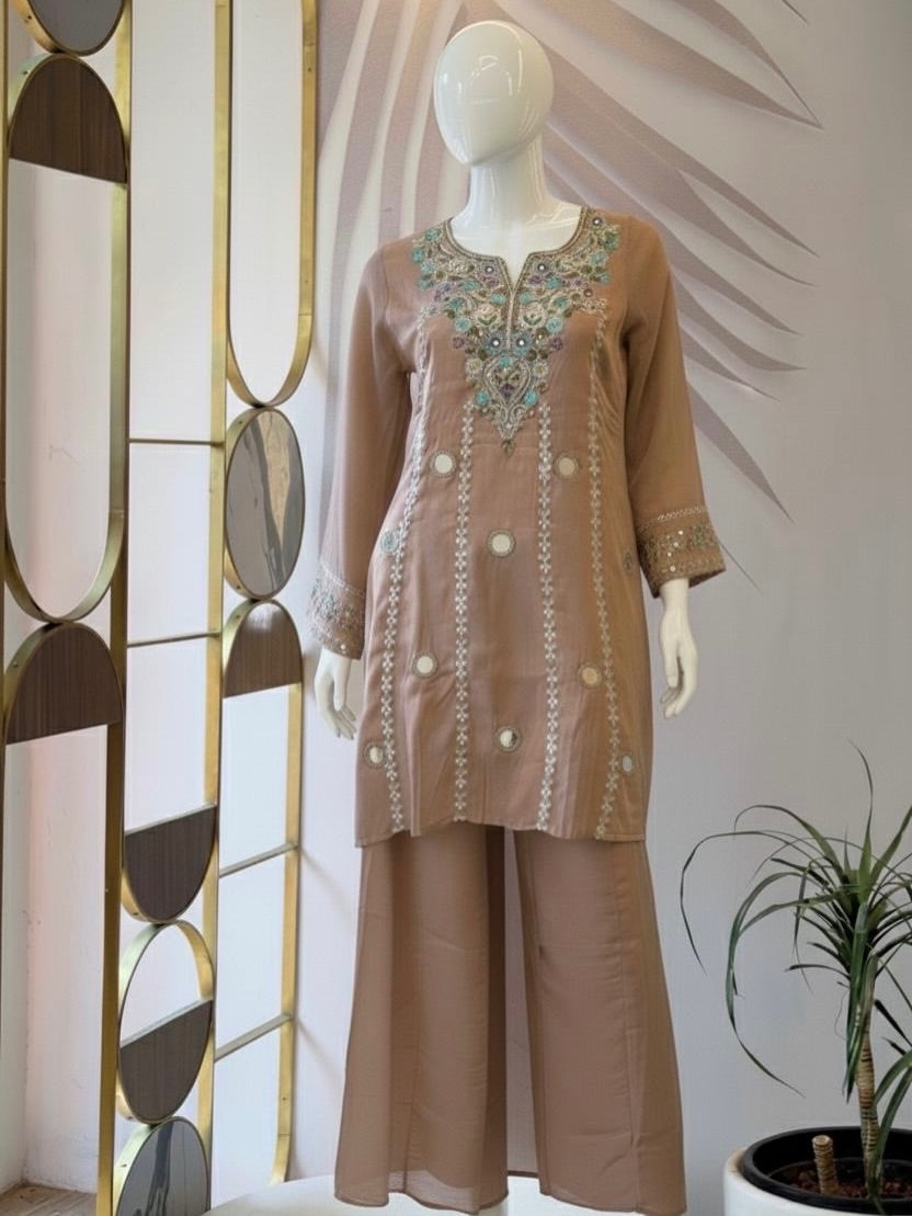 Pink mirror palazzo set - 15960