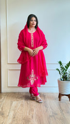 Rani pink handworked suit - 15968