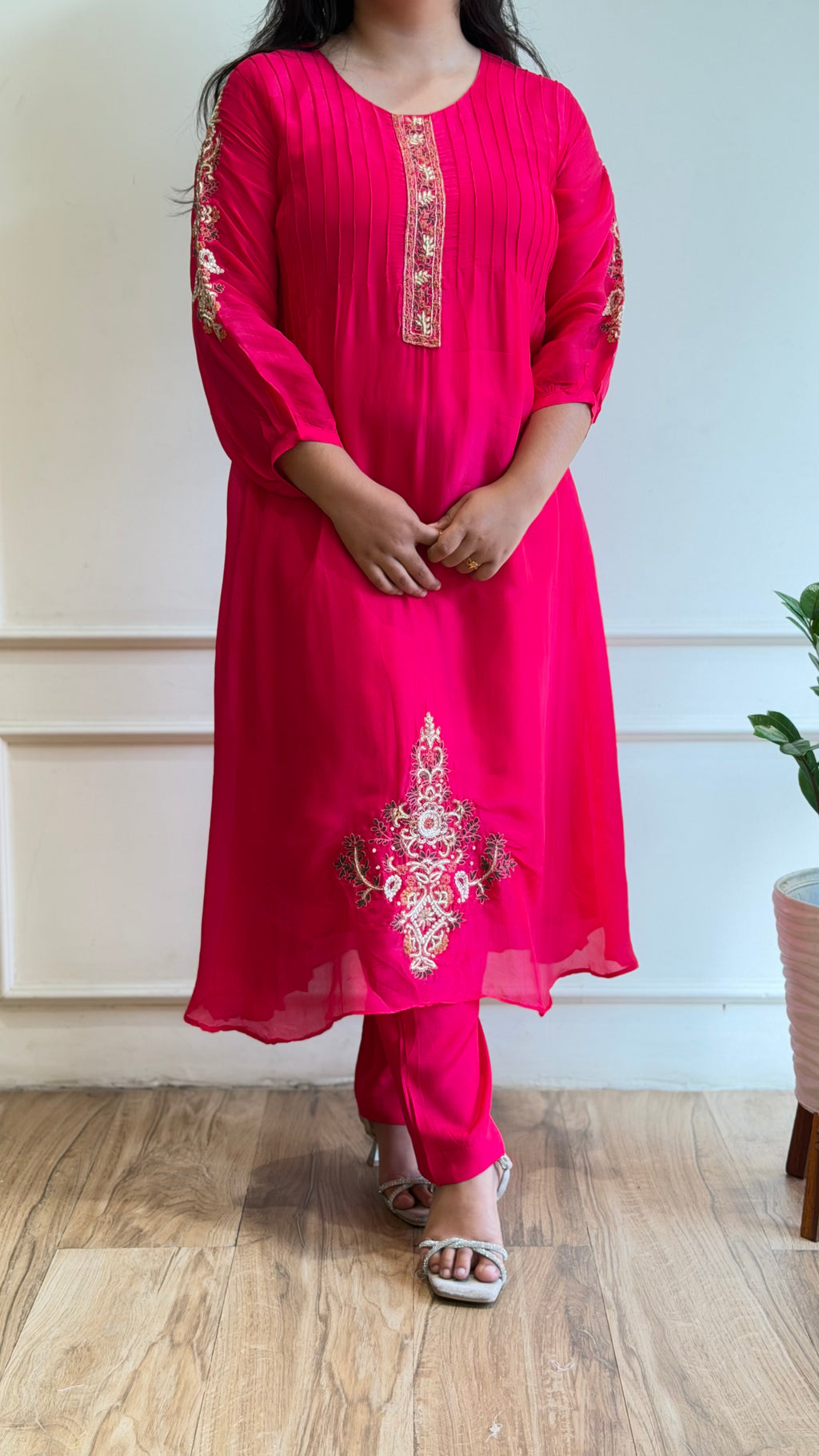 Rani pink handworked suit - 15968