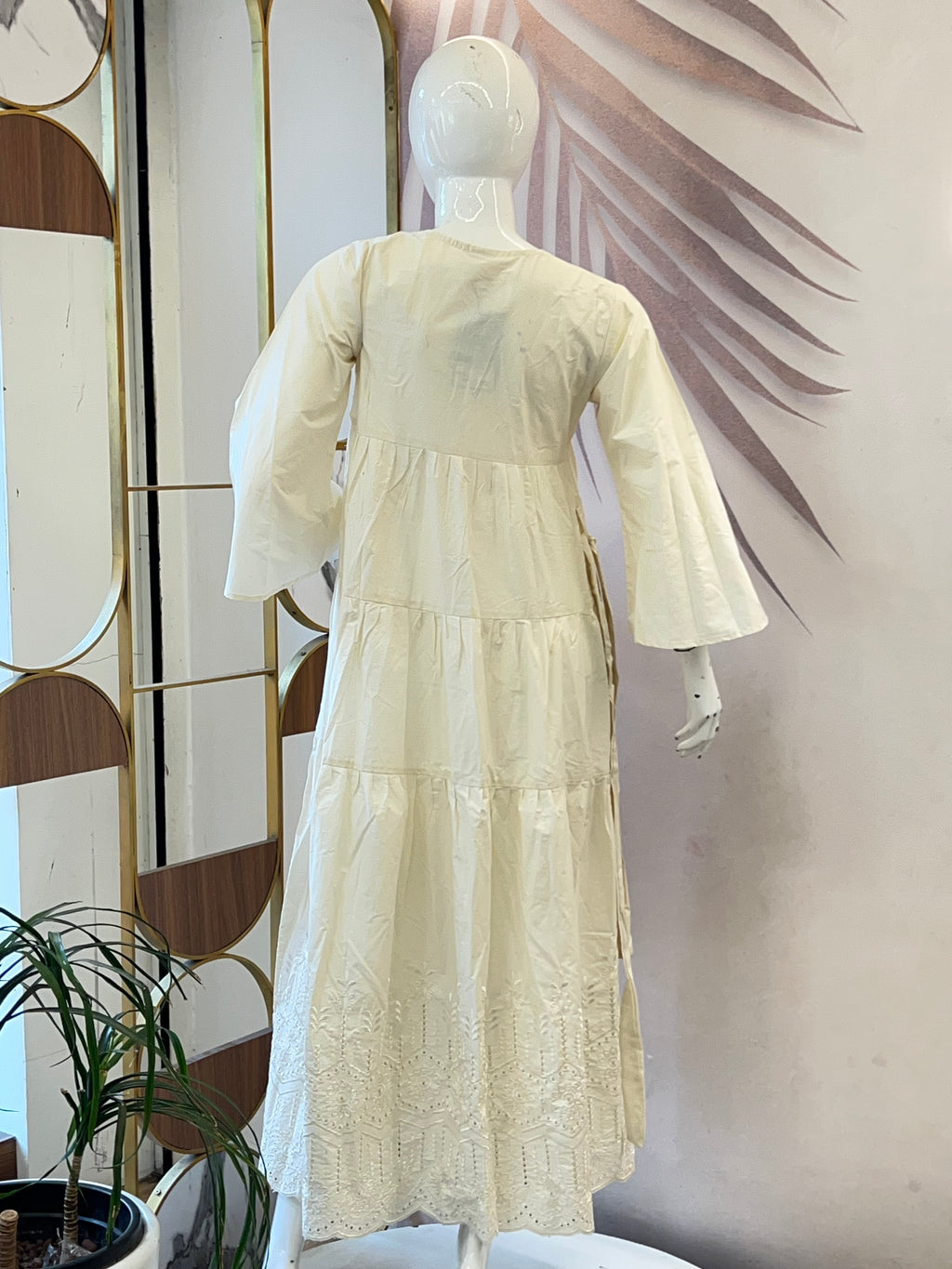 Off white schiffli dress - 15988