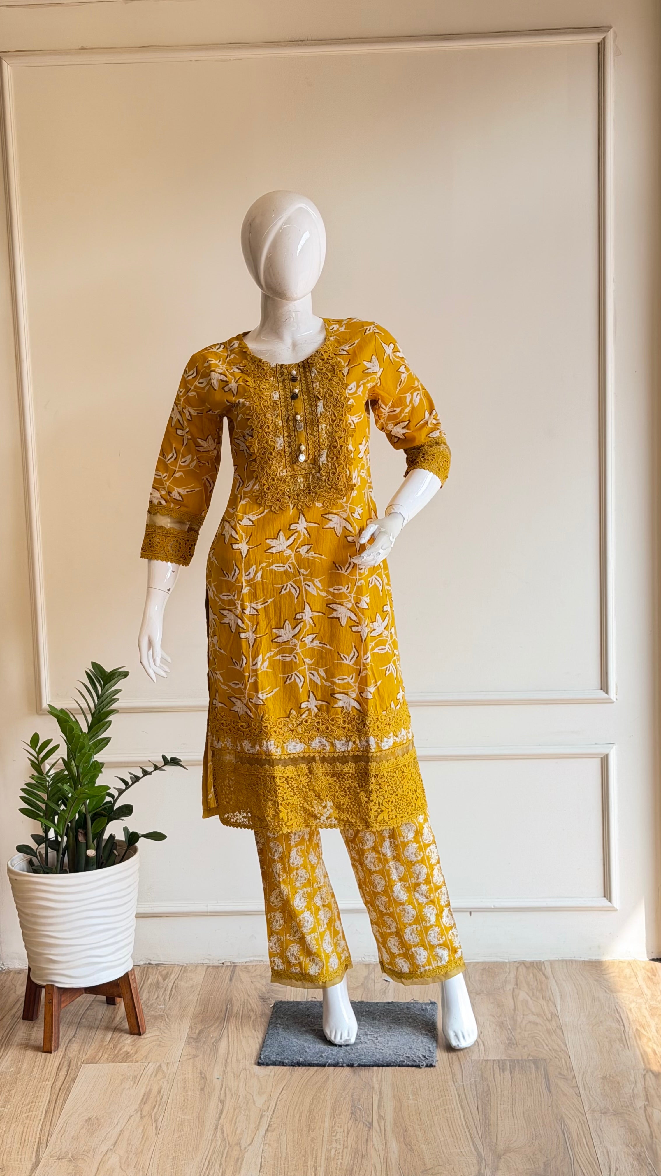 Yellow cotton suit - 16006