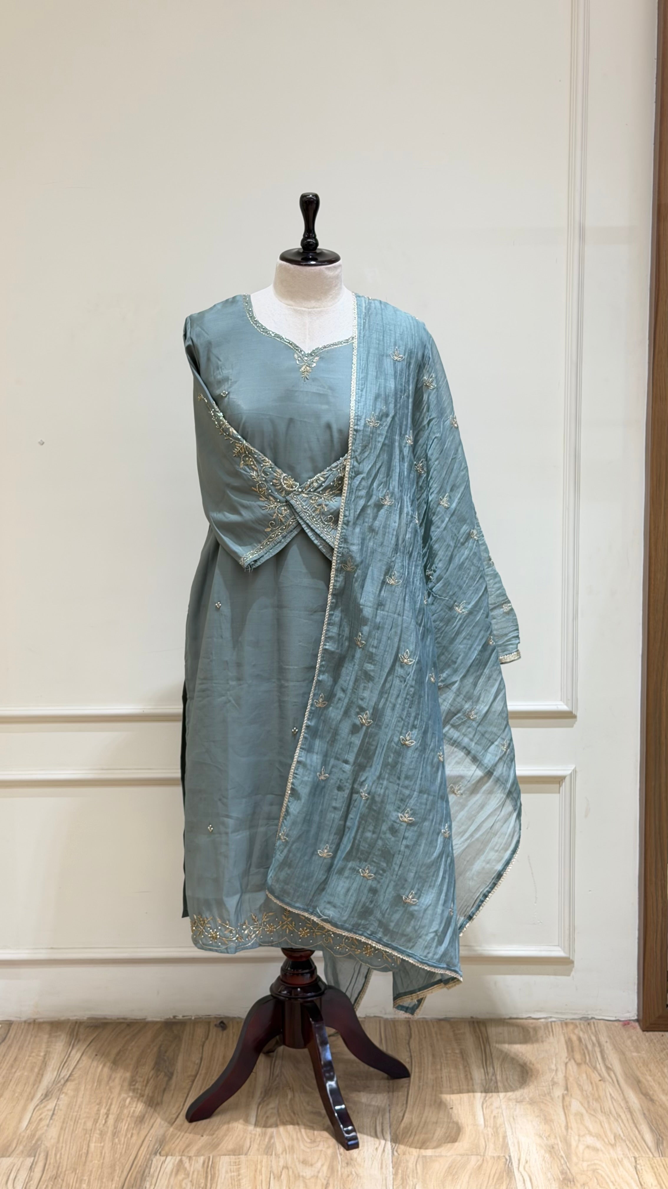 Greyish blue salwar suit - 16020