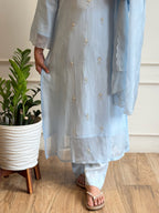 Ice blue work salwar suit - 16031