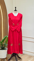 Red handworked A line suit - 16052