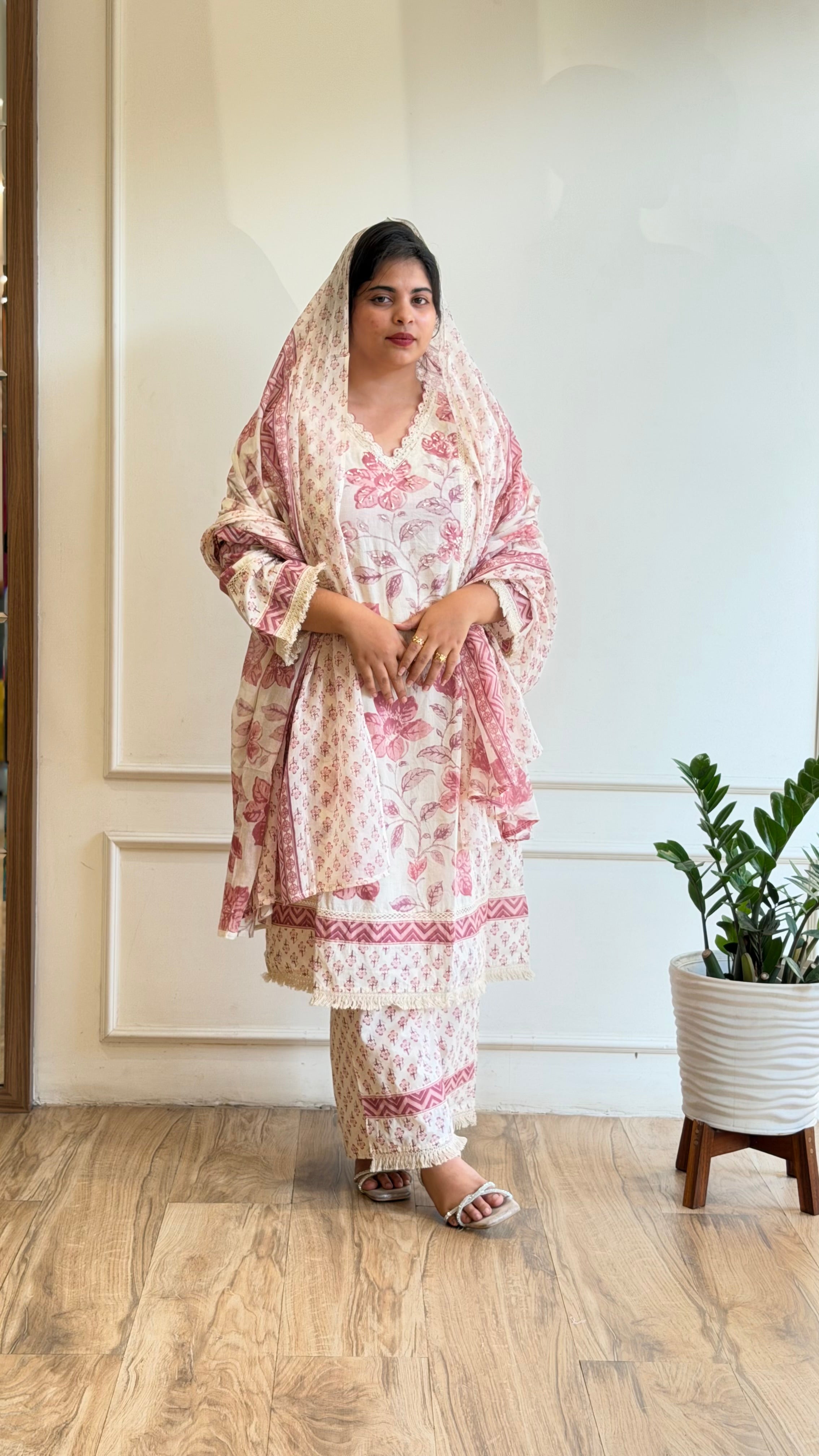 Pink printed kurta set - 16140