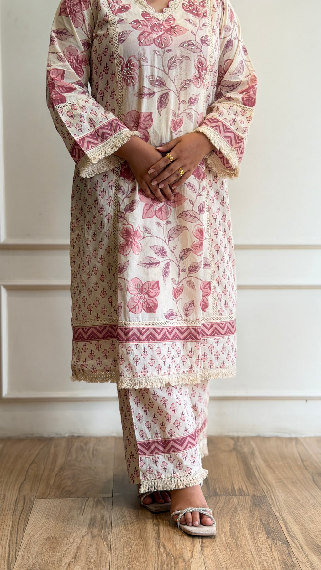 Pink printed kurta set - 16140