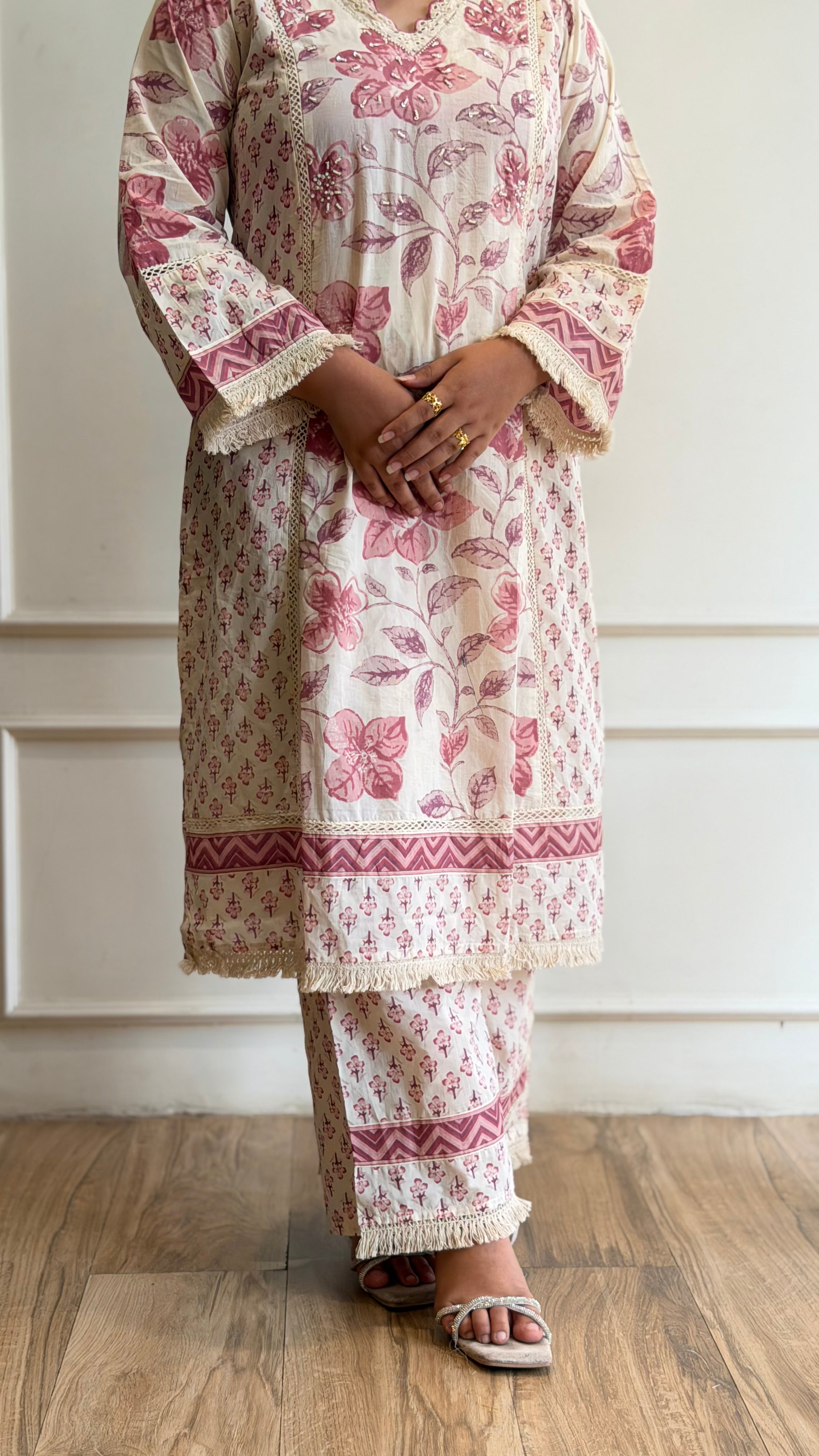 Pink printed kurta set - 16140