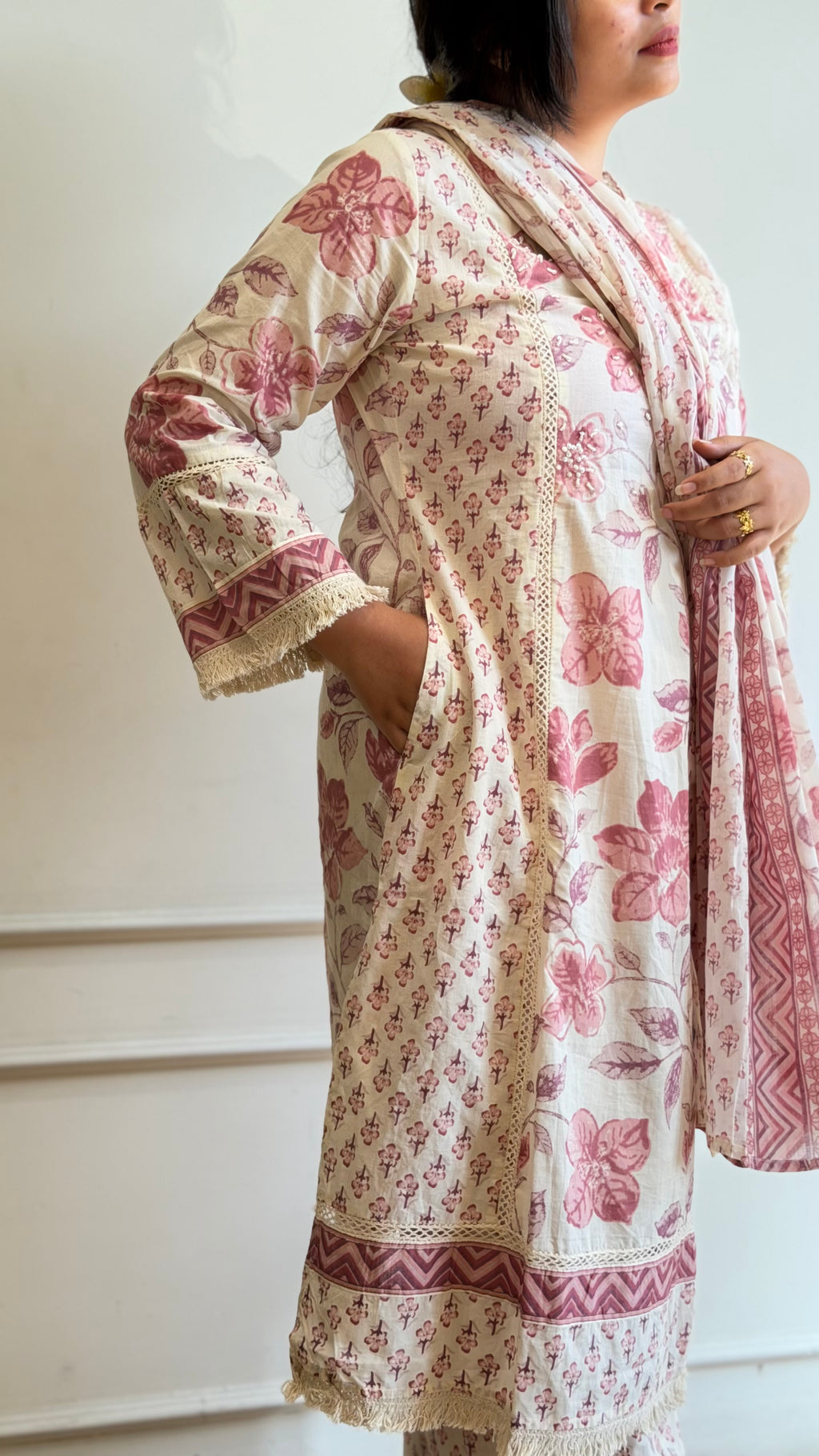 Pink printed kurta set - 16140