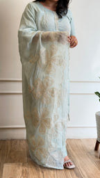 Sea green embroidered suit - 16153
