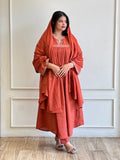 Brick embroidered anarkali suit - 16155