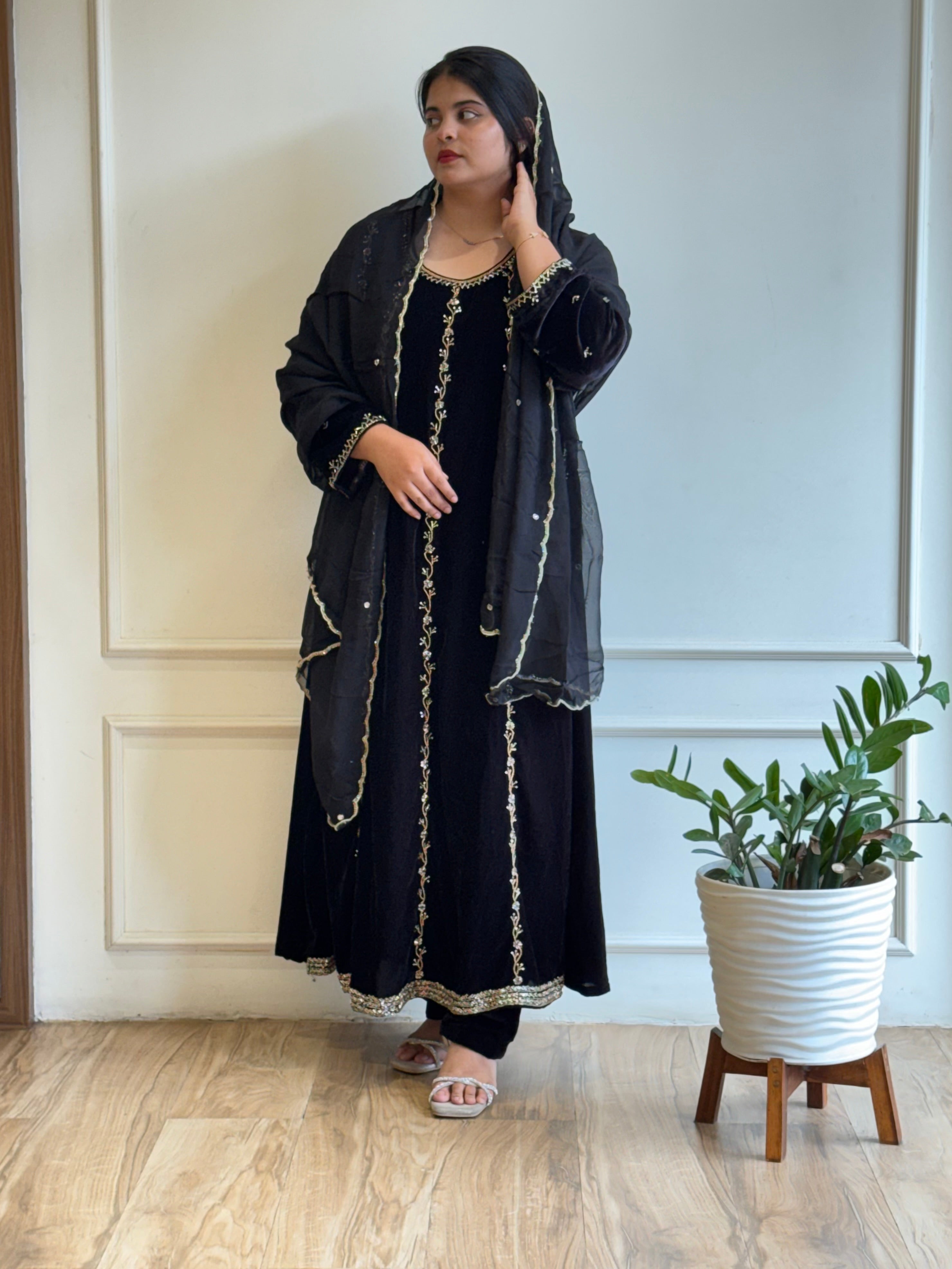 Beautiful Handworked Velvet suit- 16555