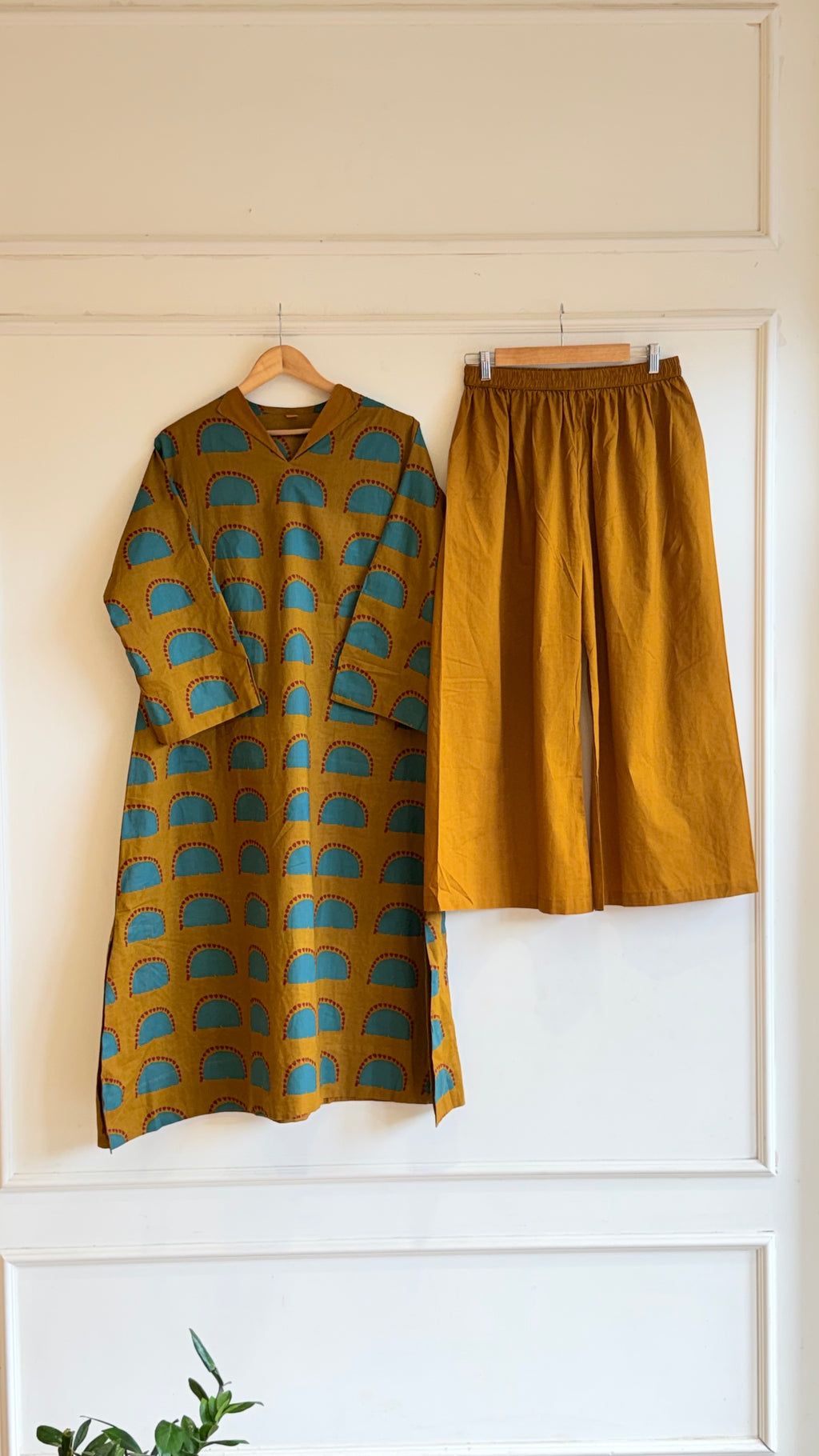 Collar patterned Cotton Co-ord Set-17598