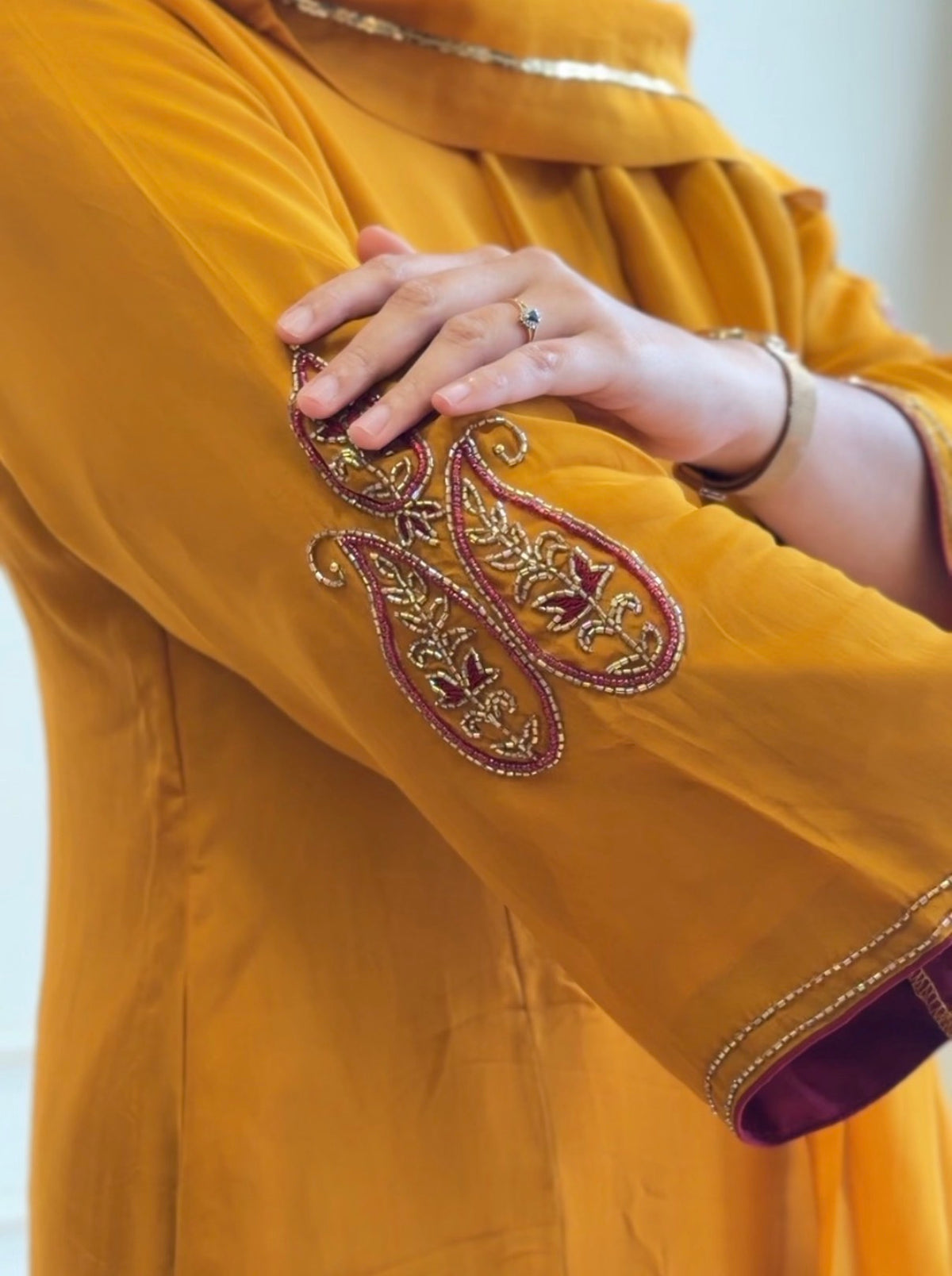Mustard Yellow Partywear Suit-17405