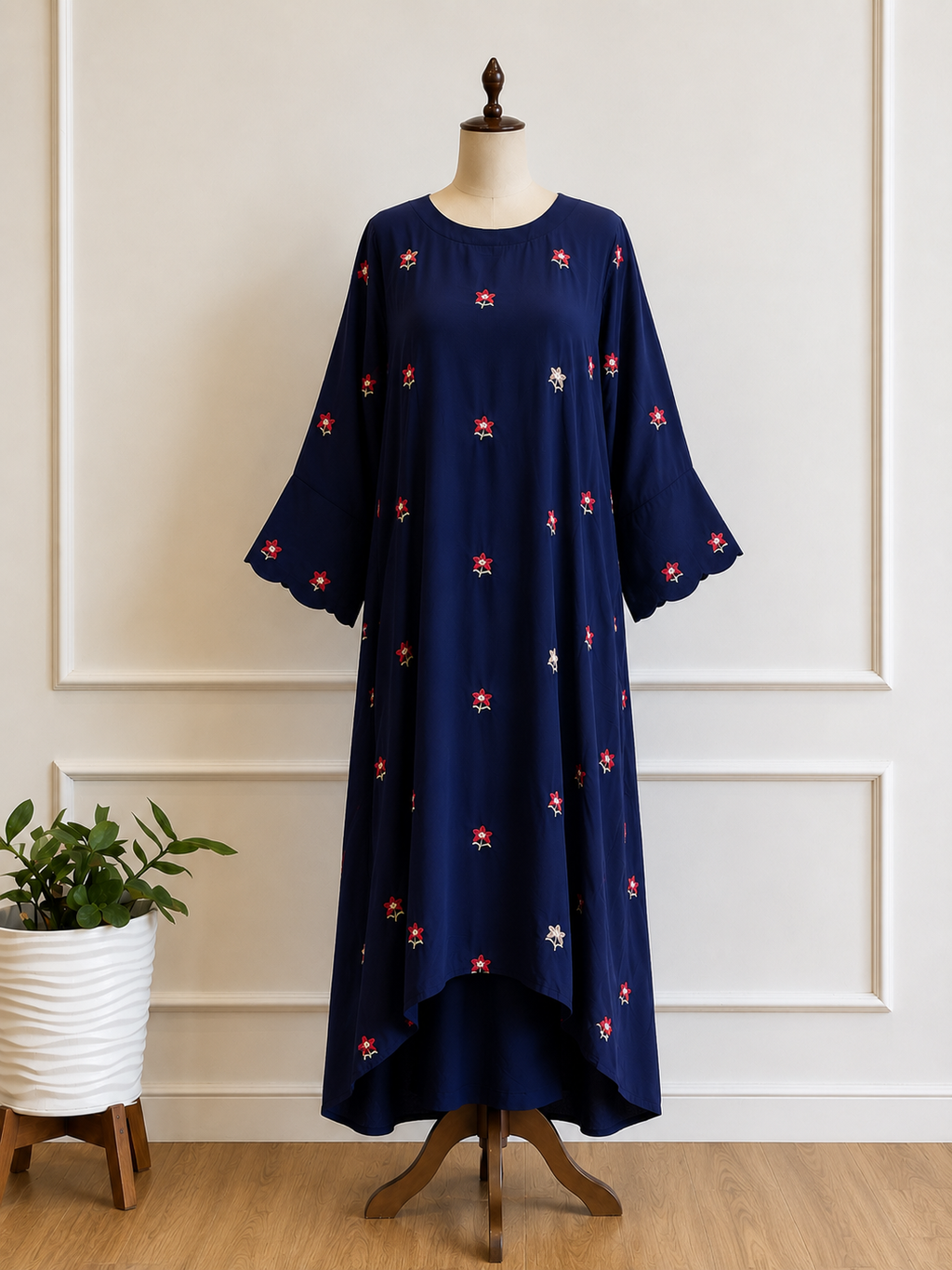 Pure Crepe Floral embroidered Co-ord set-17191