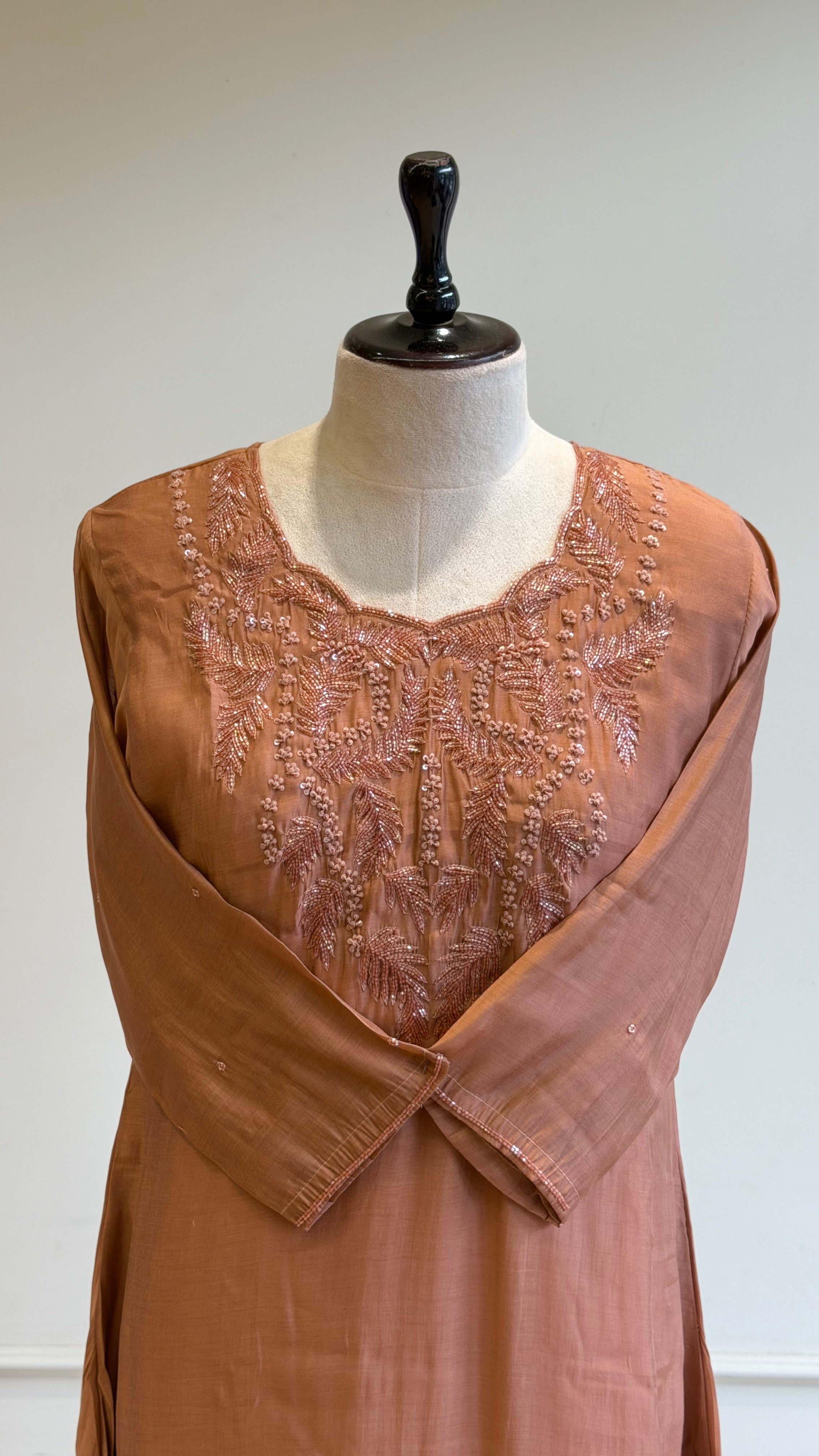 Mud Brown handworked Anarkali Suit- 16795