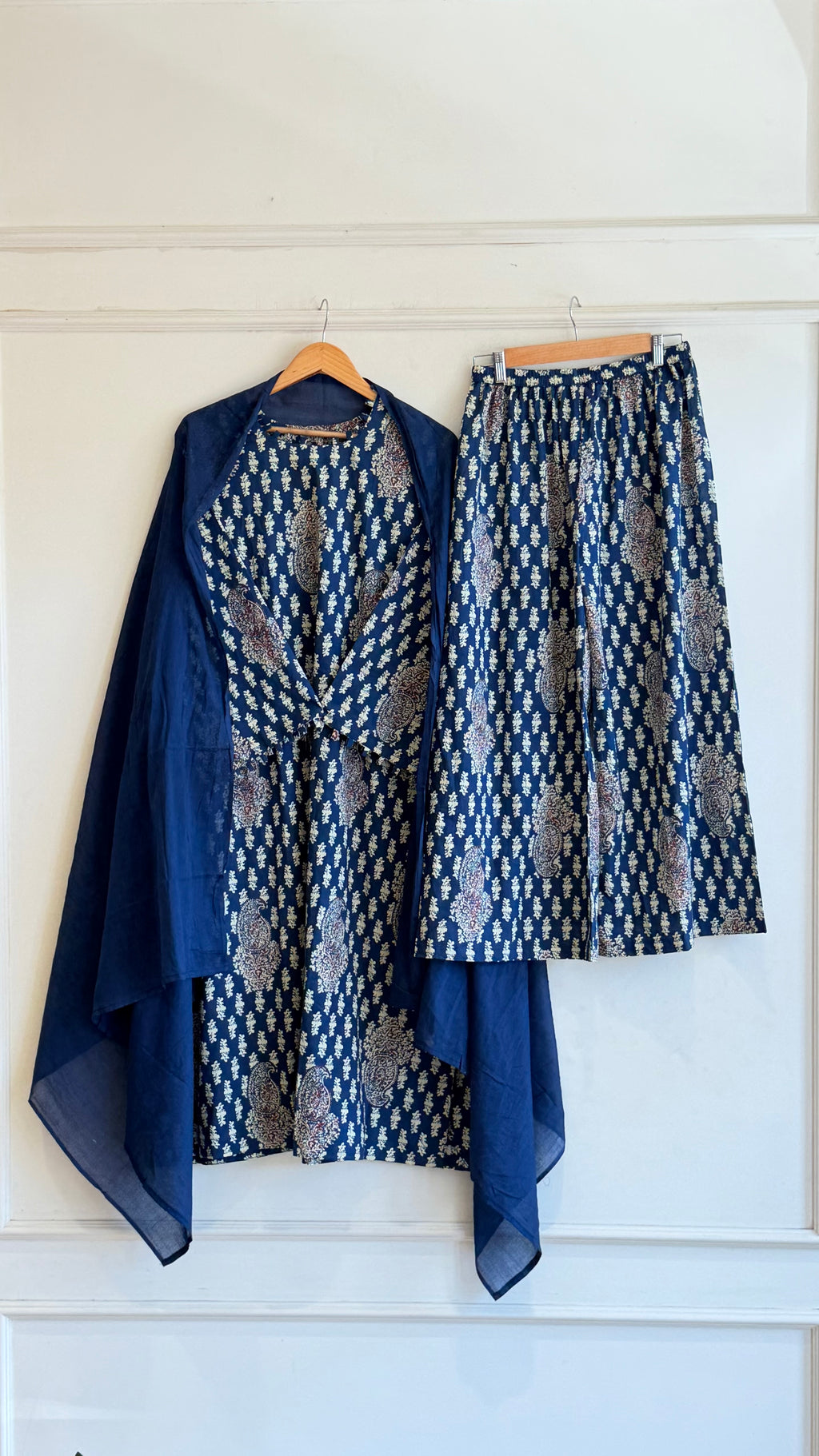 Navy Blue Cotton Loose-fit Kurta set-17591B