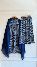 Navy Blue Cotton Loose-fit Kurta set-17591B