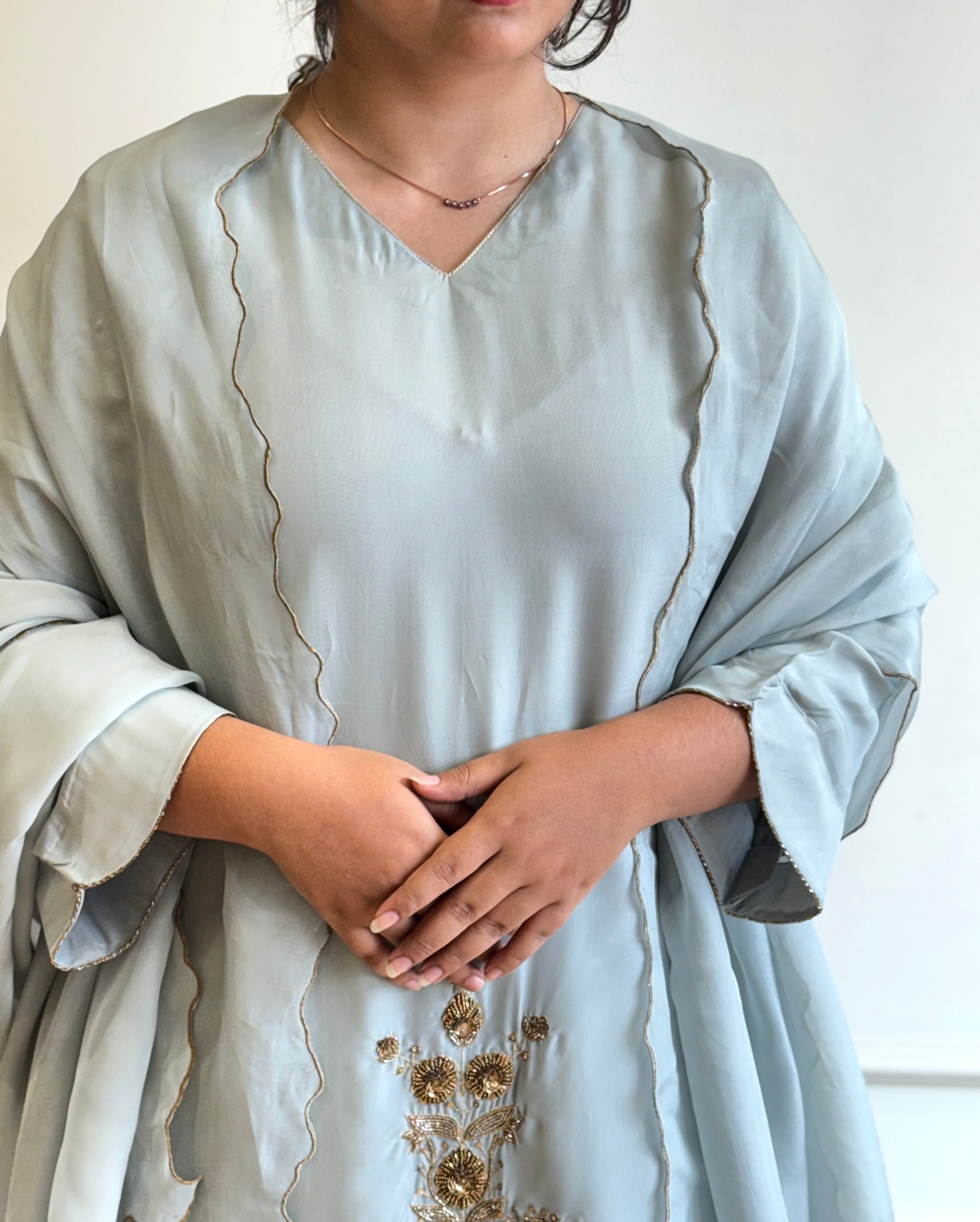 Silver toned Handworked Suit-16674