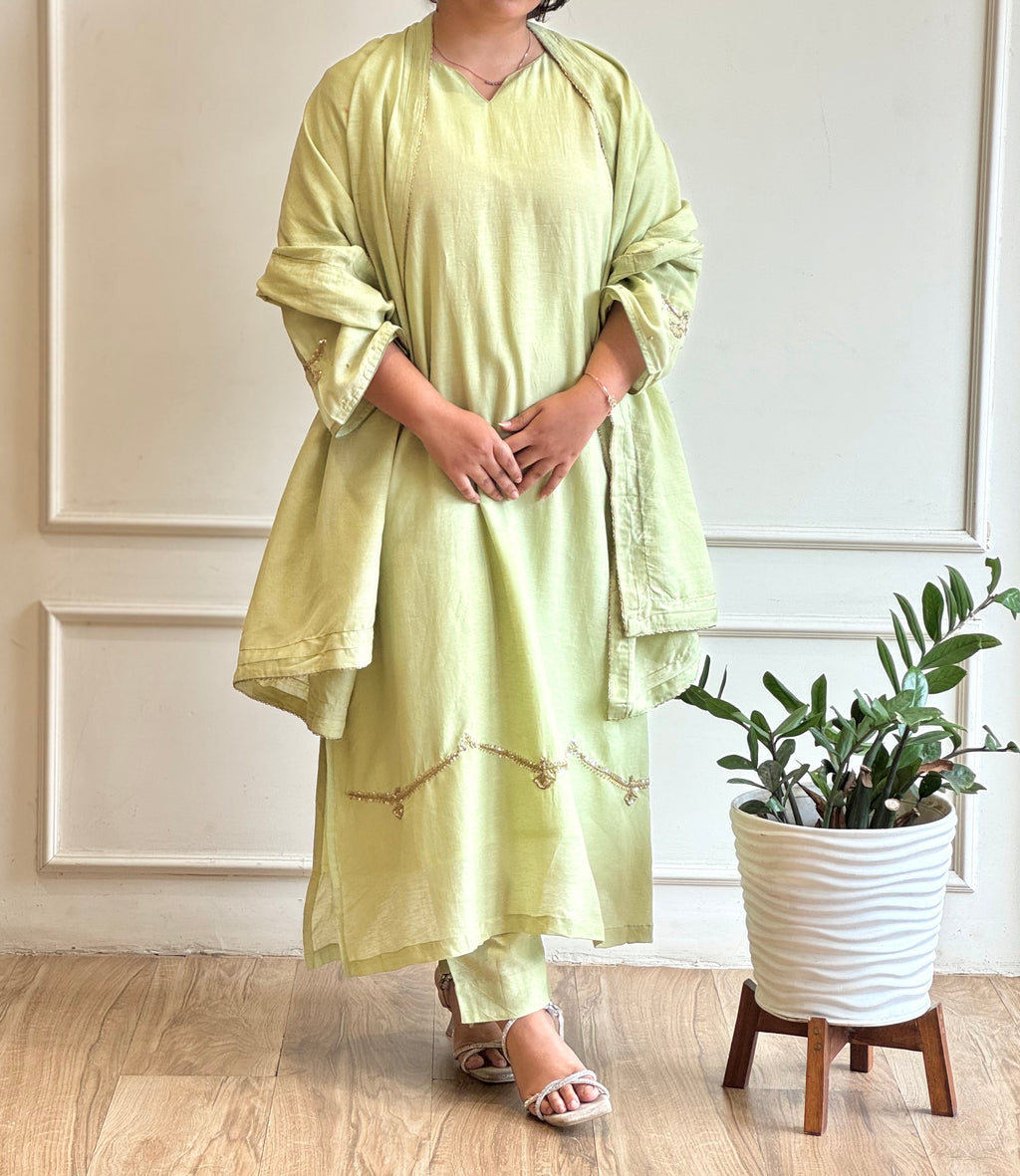 Lime Green Handworked suit-16676