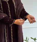Beautiful Handworked Velvet suit- 16555