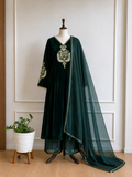 Velvet Partywear Anarkali Suit-17236