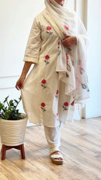 Embroidered Cotton Kurta Set - 17473