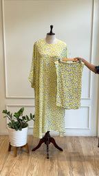 Pure Crepe Floral Kaftan Co-ord Set-17003