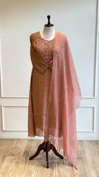 Mud Brown handworked Anarkali Suit- 16795