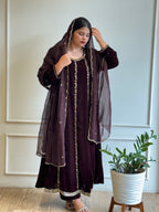 Beautiful Handworked Velvet suit- 16555